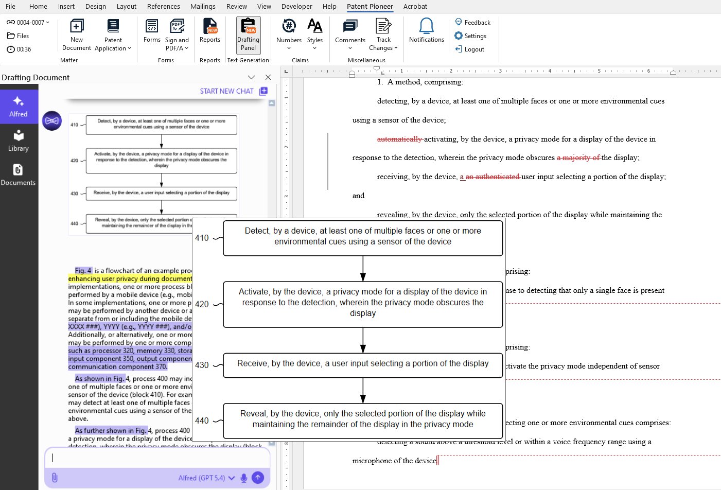 Patent Pioneer™ AI-assisted drafting and prosecution inside Microsoft Word
